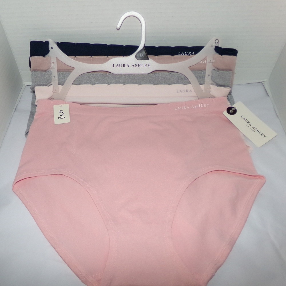 Laura Ashley Womens 1X 5 Pack Seamless Brief Panties Multi Color NWT